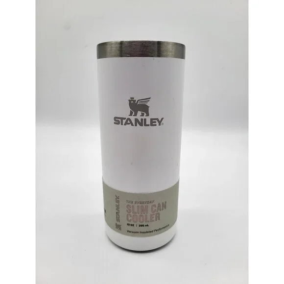 Stanley 10 Oz The Everyday Slim Can Cooler Frost White Vacuum Insulated - Picture 1 of 8